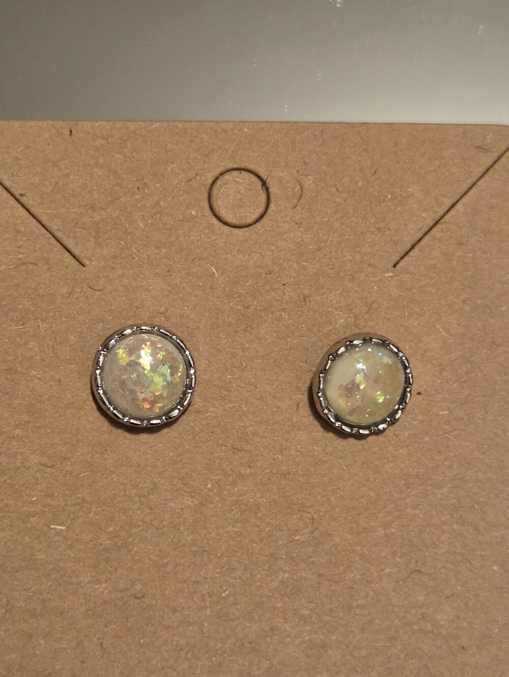 3/$10 NWOT FASHION earrings Medium Faux Opal silver tone